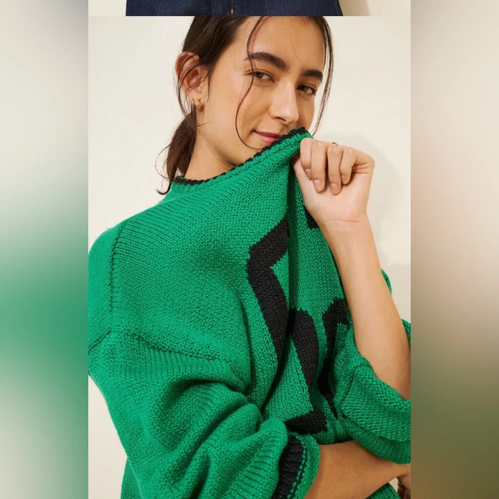 Anthropologie Porridge Wide Sleeve Graphic Number Sweater - Picture 4 of 11